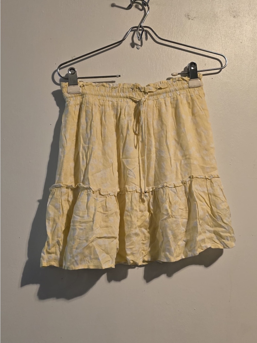 Crescent Yellow Tiered Mini Skirt